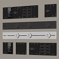 Modern Sleek Switch Panels With Black And White Designs And Knob Controls 3d model