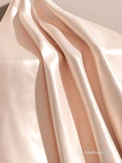 Beige Silk Clothes with Lustrous Glossy Texture and Elegant Folds Design 3d model 