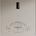 Modern Geometric Pendant Light With Wire Frame Structure And LED Lighting 3d model