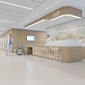 Modern Hospital Outpatient Clinic With Reception Desk Medical Staff Wheelchair