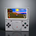 Sony White Handheld Game Console Displaying Colorful Racing Game Screen With Character