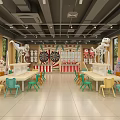 Indoor Playground With Colorful Decorations Swings Slides Candy Shop Toy Shelves Tables And Chairs