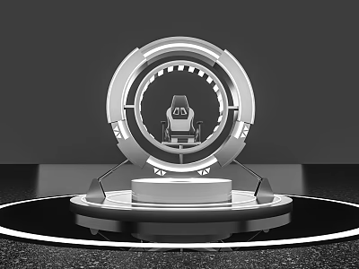 Modern Amusement Ride with Circular Frame and Central Seat on Platform Base 3d model