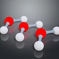Molecular Structure Model With Red And White Spheres And Gray Bonds