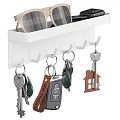 White Wall Mounted Organizer with Hooks for Storing Living Supplies Keys and Sunglasses