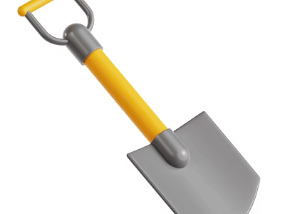 Durable Industrial Equipment Shovel With Yellow Handle And Gray Metal Blade 3d model