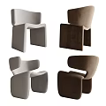 Modern Accent Chairs with Velvet Upholstery in Neutral Brown Tones and Geometric Design
