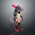 3D Model Rat Standing With Red Ears Red Paws Black Body And Light Belly