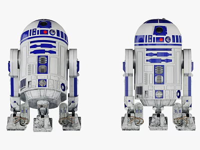 Intelligent Robot Models With Blue White Design Dome Top And Mechanical Legs 3d model