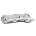 Modern Beige Sectional Sofa With Soft Cushions And Black Slim Legs 3d model