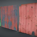 Rusty Weathered Corrugated Metal Sheets With Red Multicolored And Green Textures