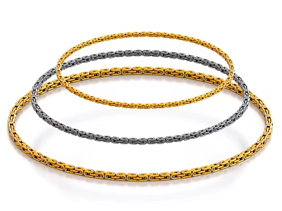 Fashionable Gold And Silver Chain Bracelets Jewelry Set With Stacked Design 3d model