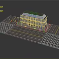Traditional Residential Building With Detailed Facade On Street Featuring Crosswalks And Traffic Signs