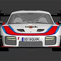 White Race Car With Red Blue Stripes Rear Wing And Number 10