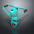 Vintage Turquoise Chainsaw With Black Handles And Red Classic Design Components