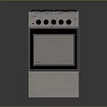 Beige Freestanding Kitchen Stove Oven With Black Knobs And Glass Door Front