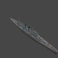 Detailed Historical Naval Warship Model With Turrets And Deck Features