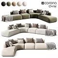 Modern Curved Sectional Sofas With Throw Pillows And Blankets For Cozy Living Room