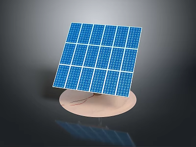 Modern Blue Solar Panel With Circular Base On Dark Reflective Surface 3d model
