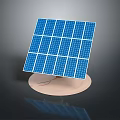 Modern Blue Solar Panel With Circular Base On Dark Reflective Surface 3d model