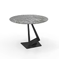 Round Modern Coffee Table With Marble Texture Top And Black Metal Base 3d model