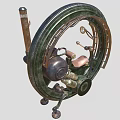 Vintage Green Motorcycle With Classic Metal Frame And Comfortable Leather Seat