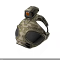 Camouflage Tactical Headgear With Protective Goggle Lens And Top Mounted Device