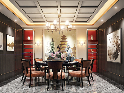 New Chinese Room Restaurant Room model