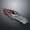 Ancient Stone Weapon With Red Green White Textured Surface And Central Hole Spearhead Shape 3d model