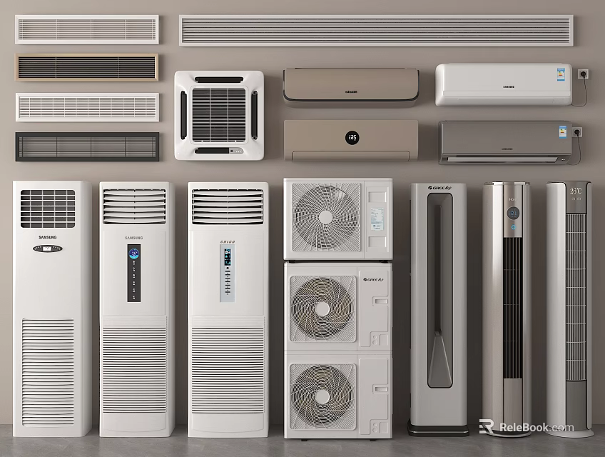 Various Types Of Modern Air Conditioners And Fans With Different Styles And Designs 3d model 