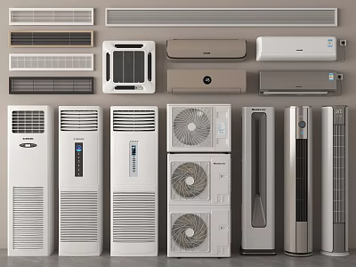 Various Types Of Modern Air Conditioners And Fans With Different Styles And Designs 3d model
