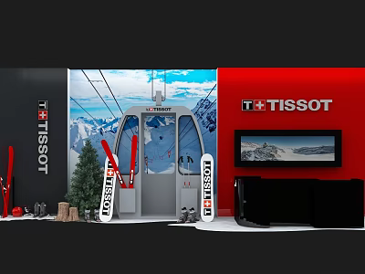 Winter Meichen Snow Landscape Cable Car Snowshoes Snow Tools 3d model