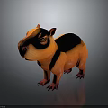 Orange Capybara Creature 3D Rendered as Adorable Cartoon Character with Red Ears Paws