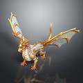 Golden Dragon Mythical Creature With Elaborate Wings And Golden Scales Decorative Figurine