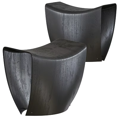 Modern Wooden Stools With Curved Design For Stylish Interior Decor Use 3d model