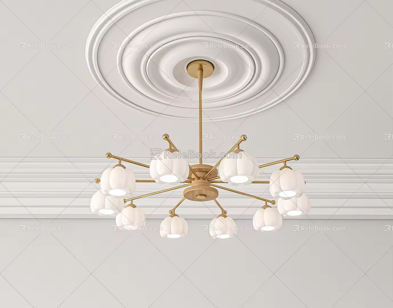 Log Cream Wind Chandelier 3d model