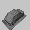 Vintage Yellow Car Covered With White Cloth Having KUPĘ AUTO Text And Roof Rack