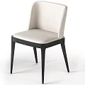Modern Dining Chair With Beige Leather Upholstered Seat And Black Wooden Legs