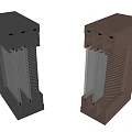 Black And Brown Window Frame Profiles With Internal Structure And Glass Panels 3d model