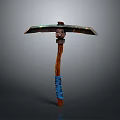 Handcrafted Axe With Wooden Handle Blue Wrapped Grip And Metal Blade