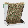 Hay Feeder with Green Metal Frame and Bottom Tray for Livestock Feeding