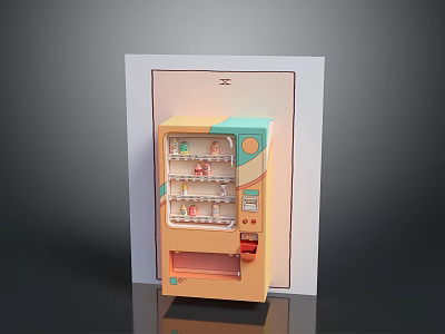 Game Movie Character Themed Orange Vending Machine with Colorful Decor and White Frame 3d model