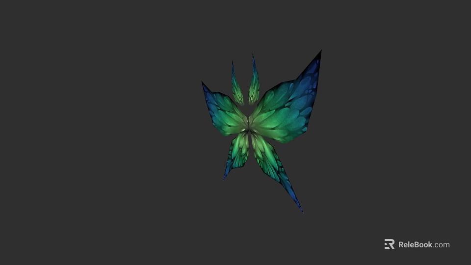 Colorful Blue Green Butterfly With Vibrant Iridescent Wings Flying Insect 3d model 