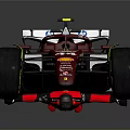Red Formula 1 Racing Car With Shell Logo Number 44 White Body Red Wheels Yellow Rims
