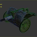 Ancient Wheeled Cannon Weapon Featuring Metal Structure and Vintage Historical Design