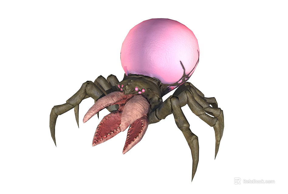 Fantasy Spider Like Creature Featuring Large Pink Spherical Body And Long Legs 3d model 