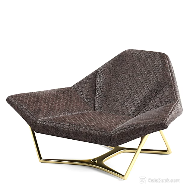 Modern Brown Woven Armchair With Gold Metal Legs And Contemporary Design 3d model 