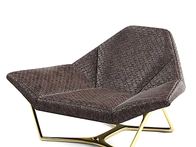 Modern Brown Woven Armchair With Gold Metal Legs And Contemporary Design 3d model
