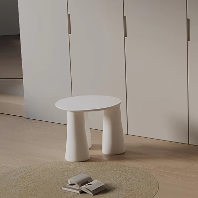 Modern Round White Side Table With Three Legged Minimalist Design In Interior 3d model