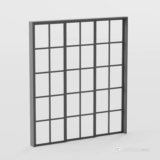 Modern Black Frame Grid Door With Multiple Square Panels For Interior Design 3d model